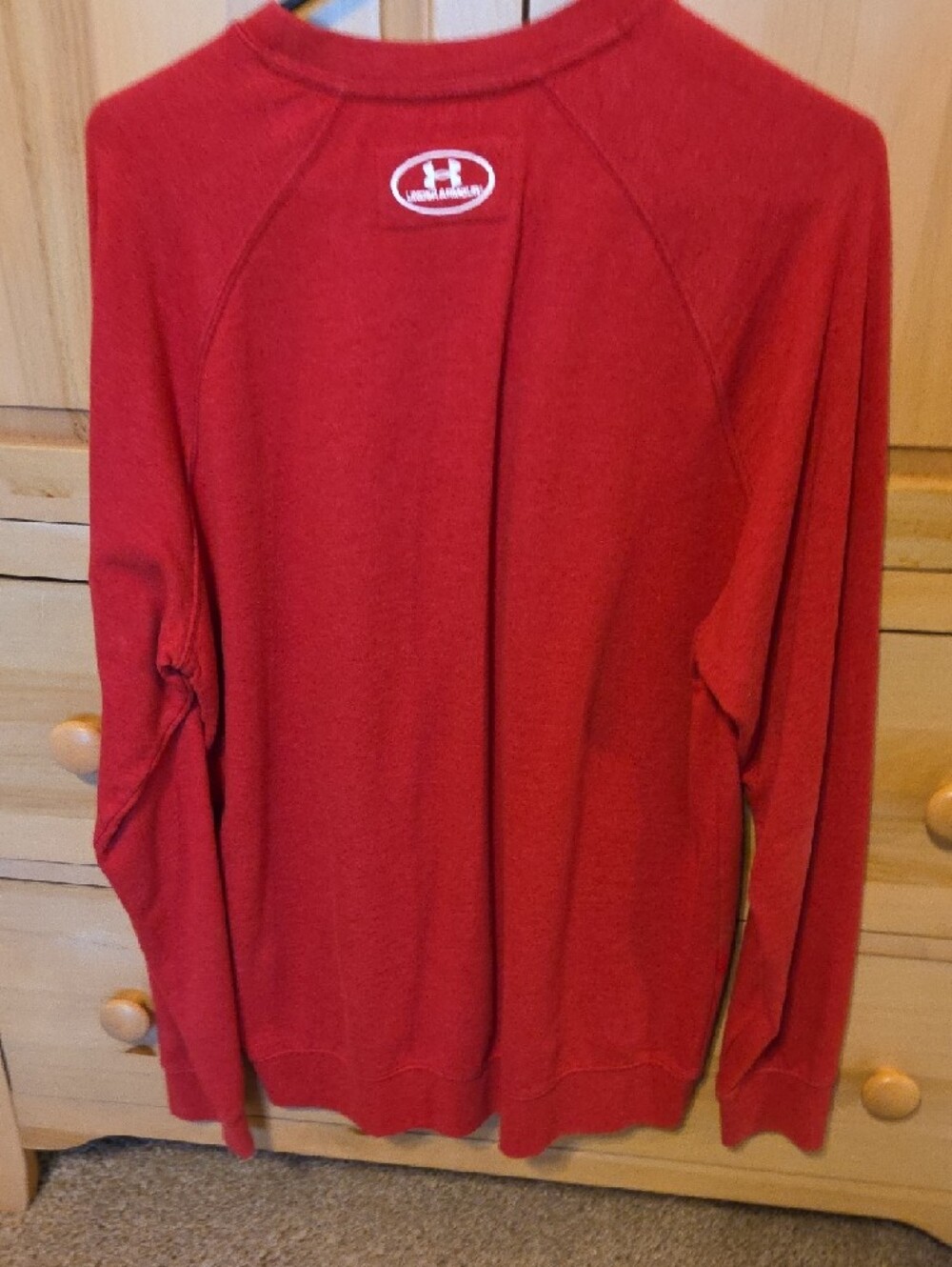 Under Armour Red Pullover Sweatshirt with White Logo - Picture 5 of 5